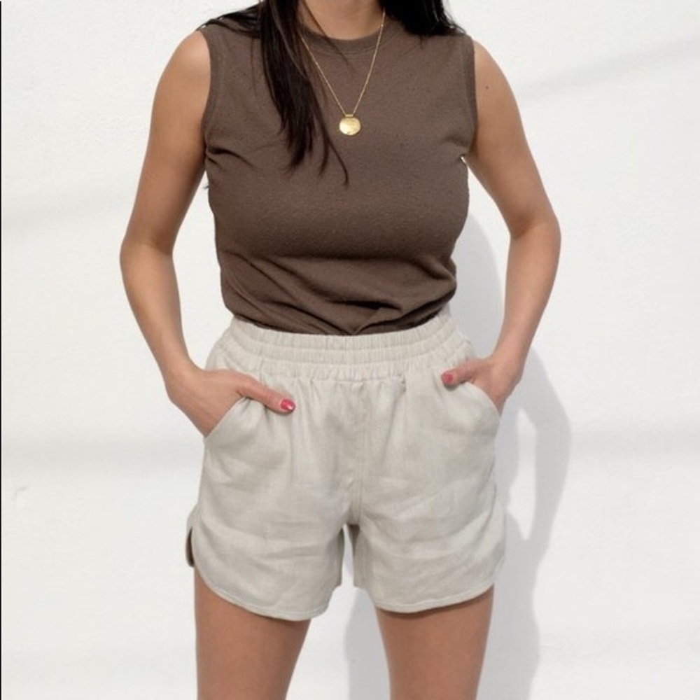 Beaton Linen Running Shorts - Bone